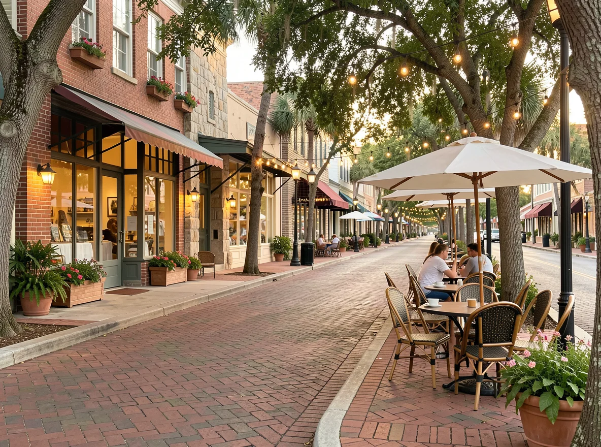 Historic downtown streetscape in Tarpon Springs