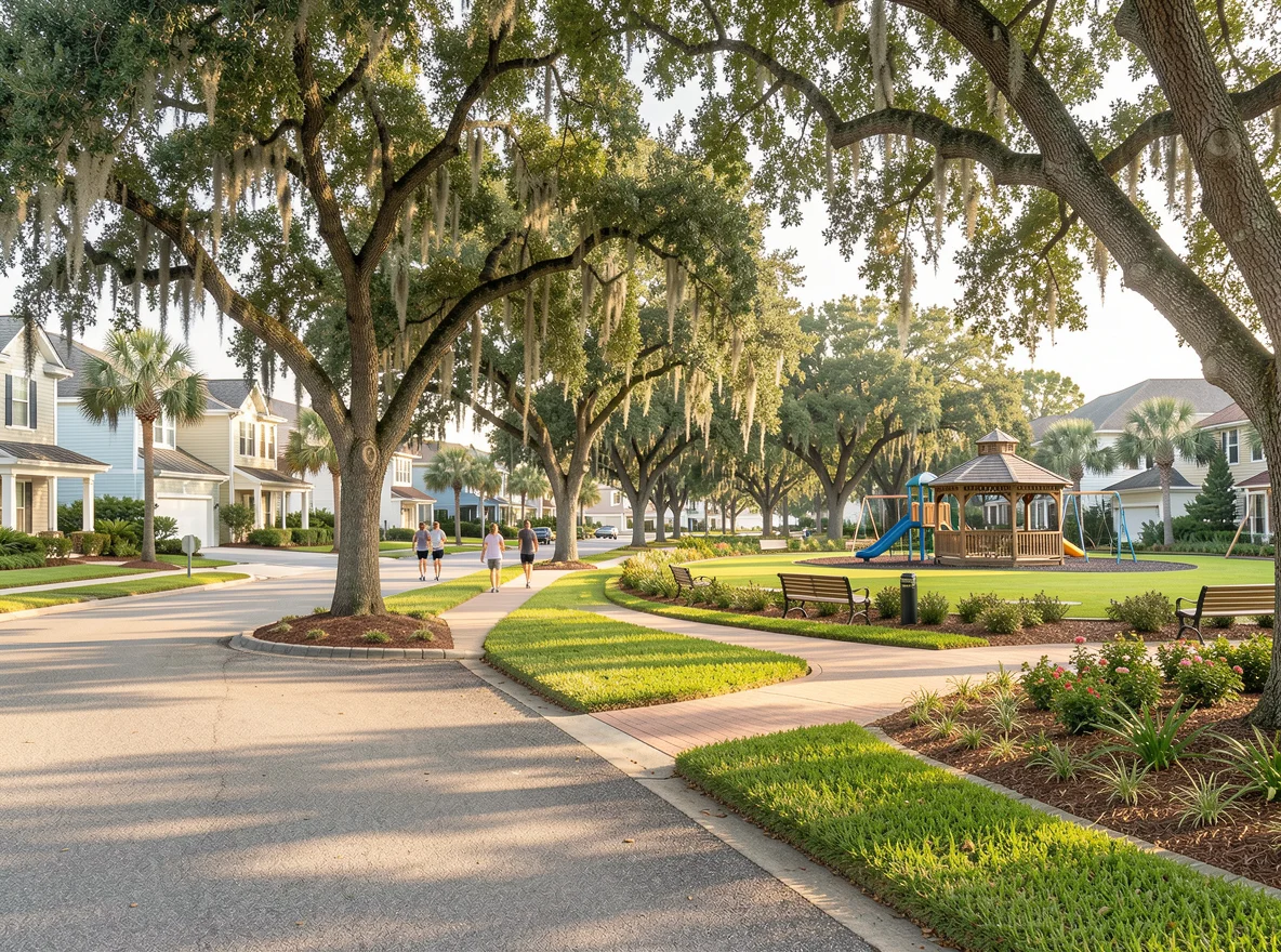 Palm Harbor neighborhood street with mature trees and coastal Florida character