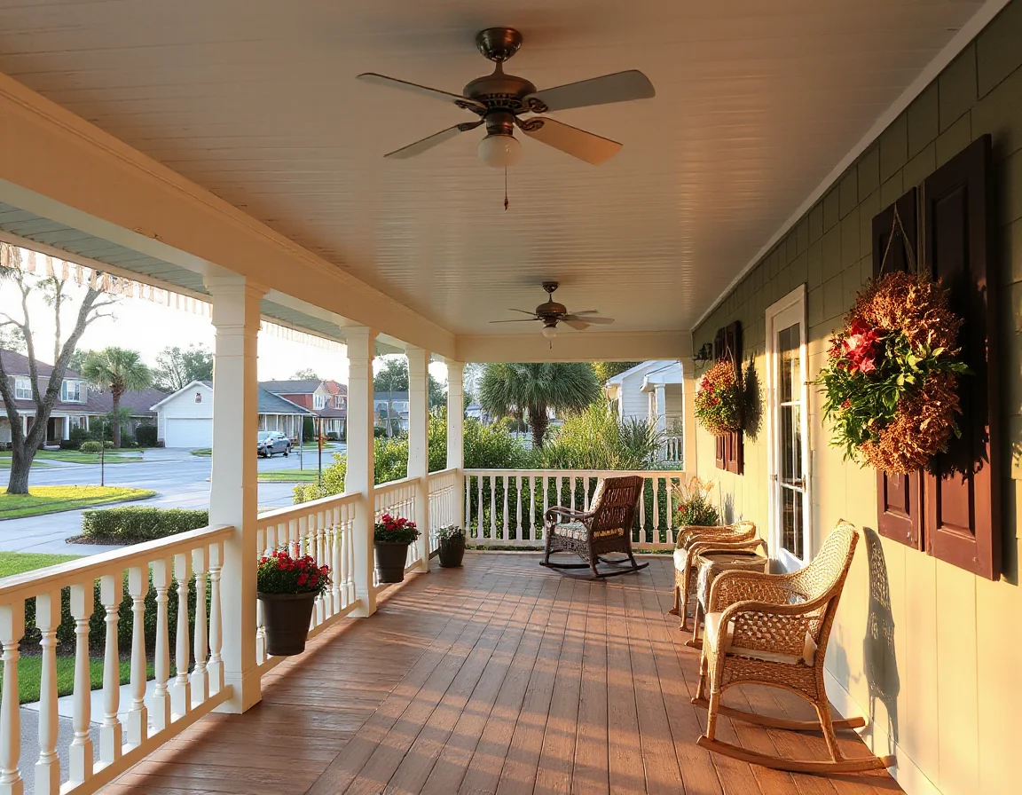 Lowcountry front porch in Old Village Mount Pleasant