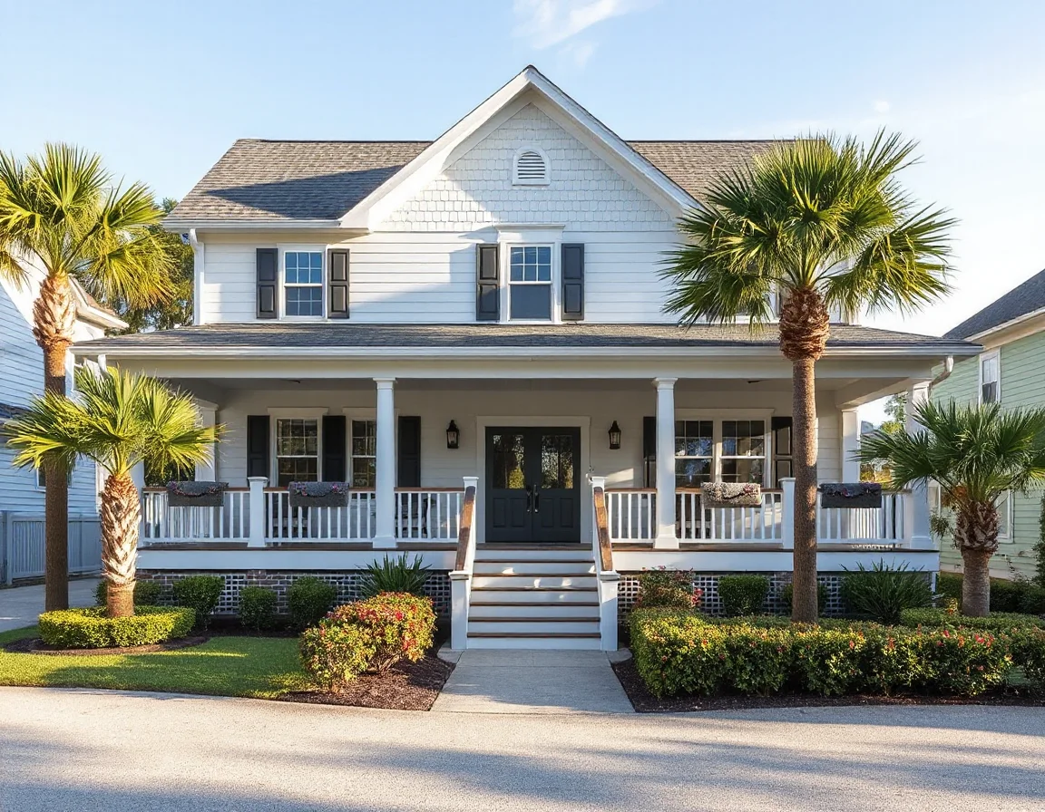 Elevated coastal home with a broad porch on Sullivan's Island