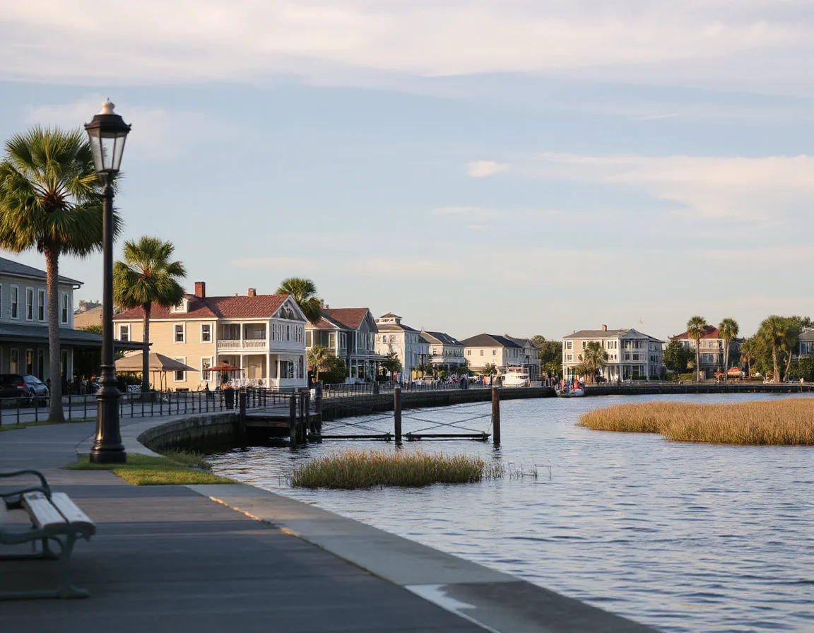 Charleston waterfront near historic peninsula homes