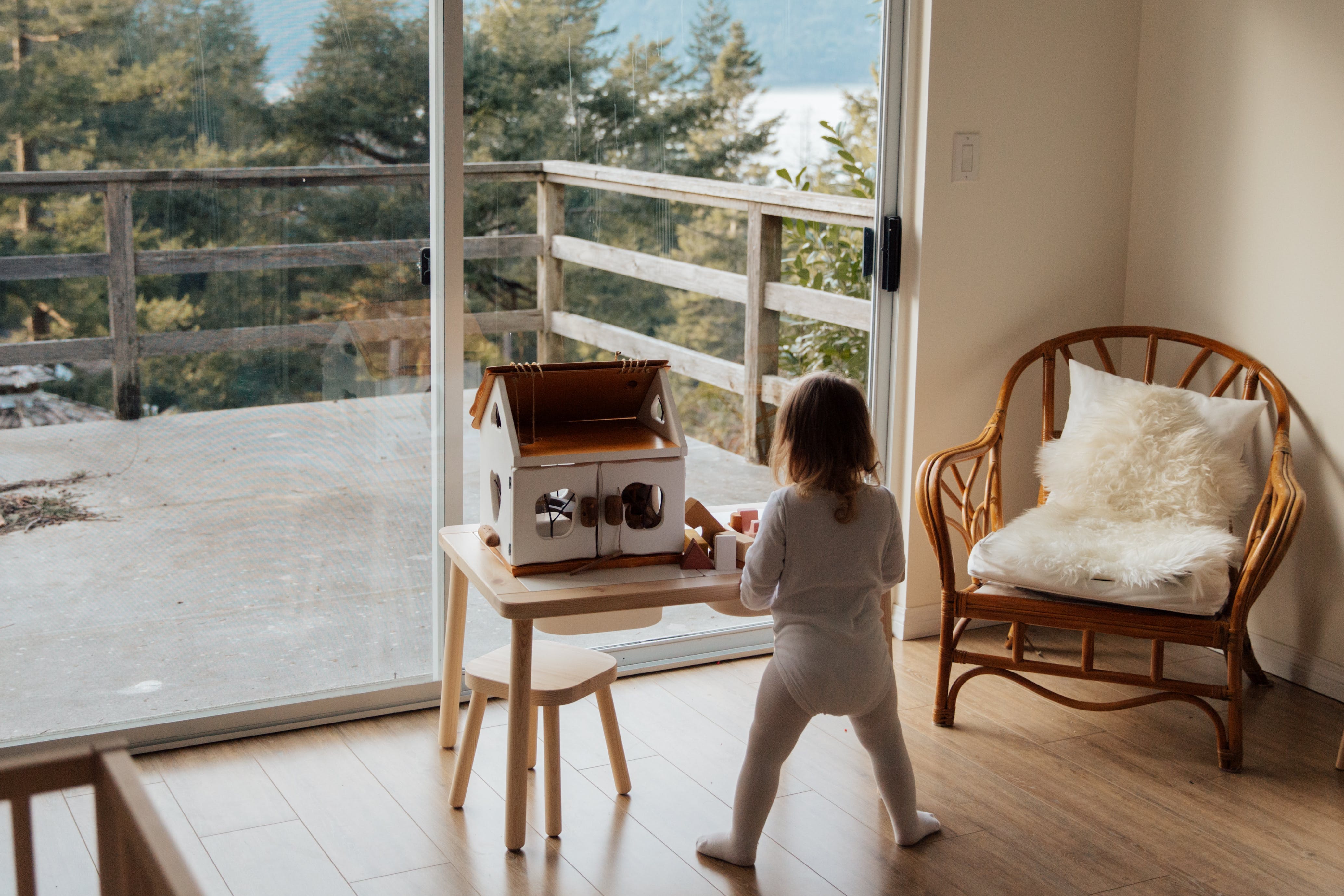 A Child Playing in the Living Room