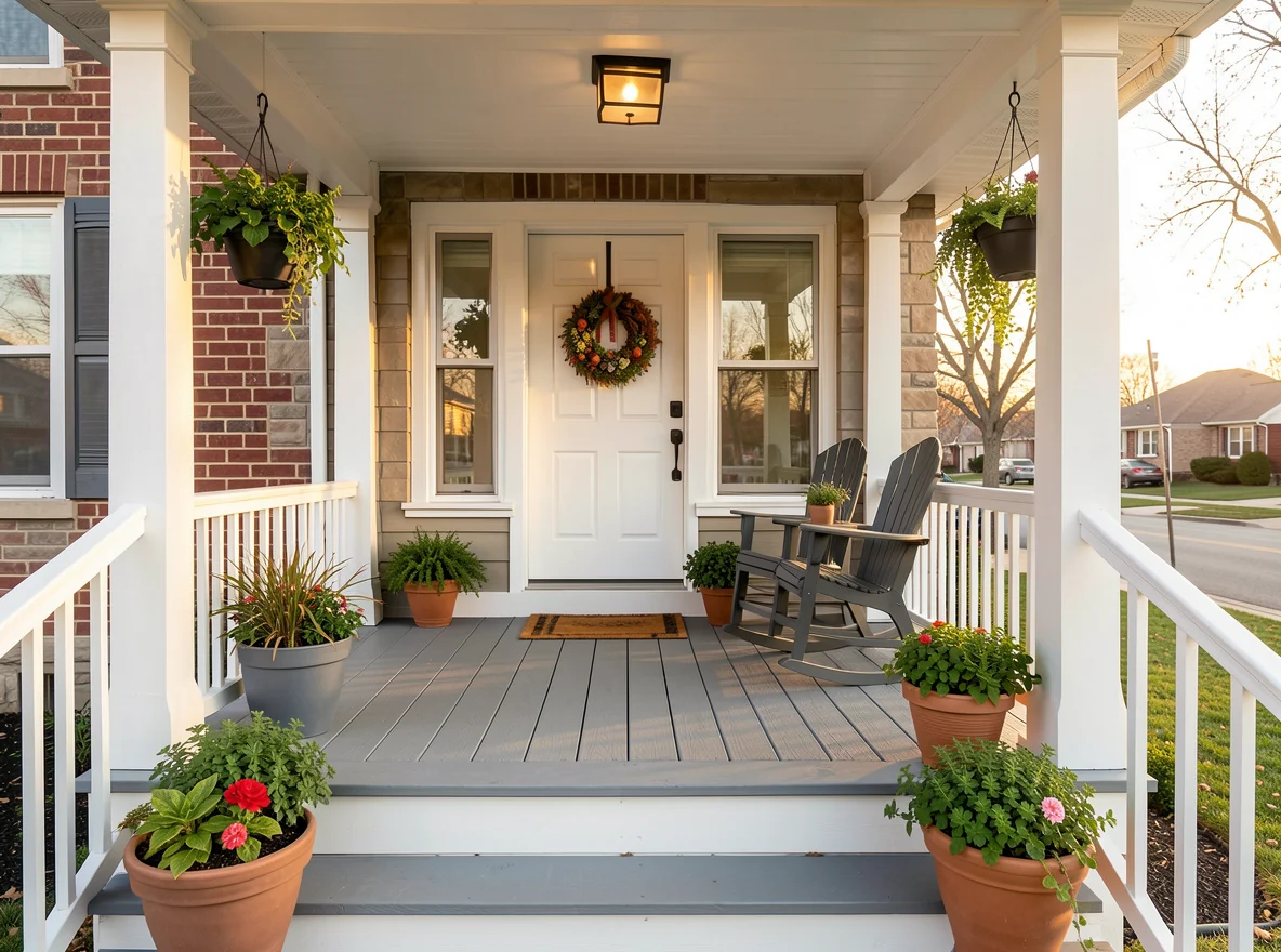 Chicago front porch with updated entry details