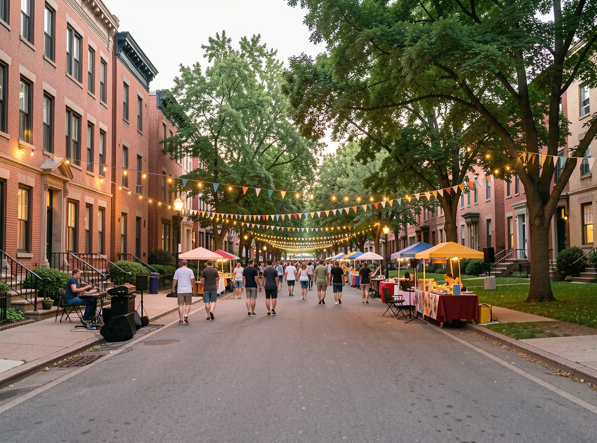 Residential street scene in Lincoln Park Chicago