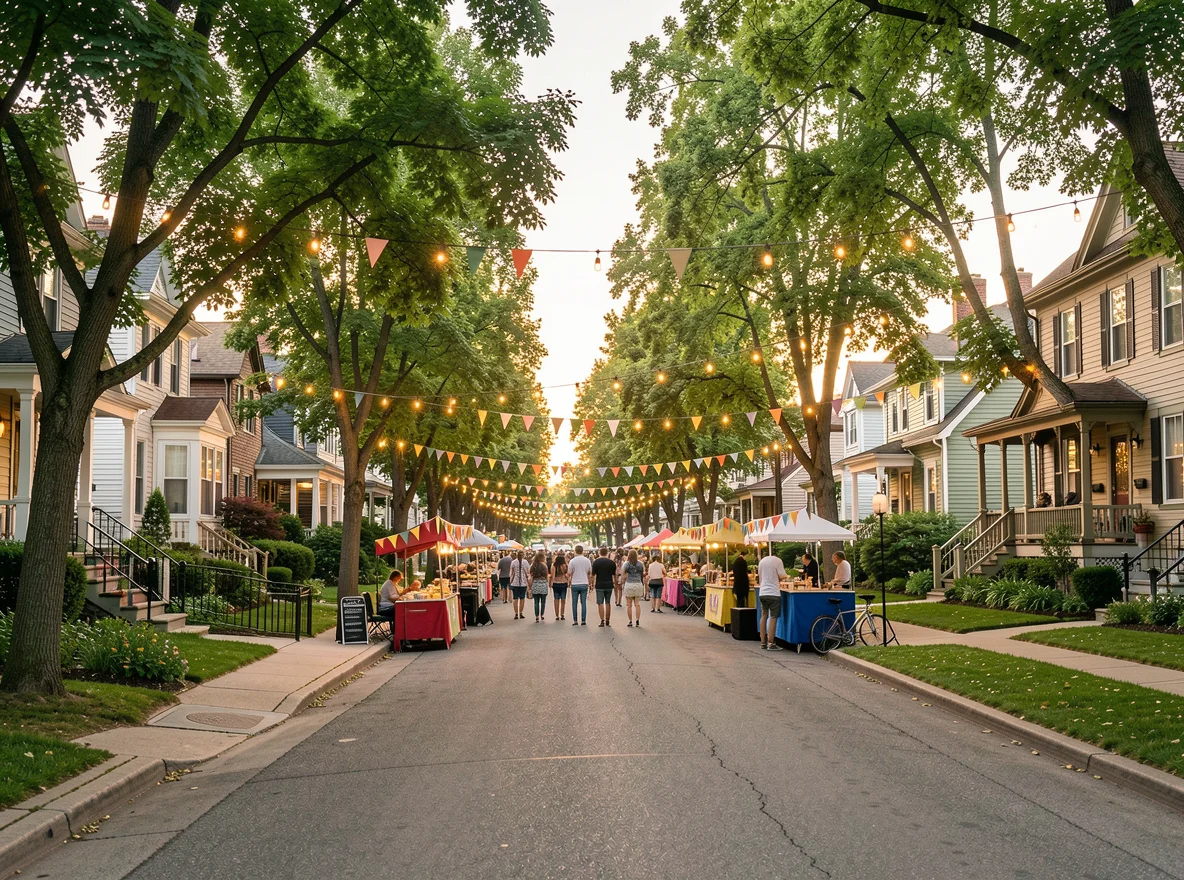 Residential community scene in Lakeview