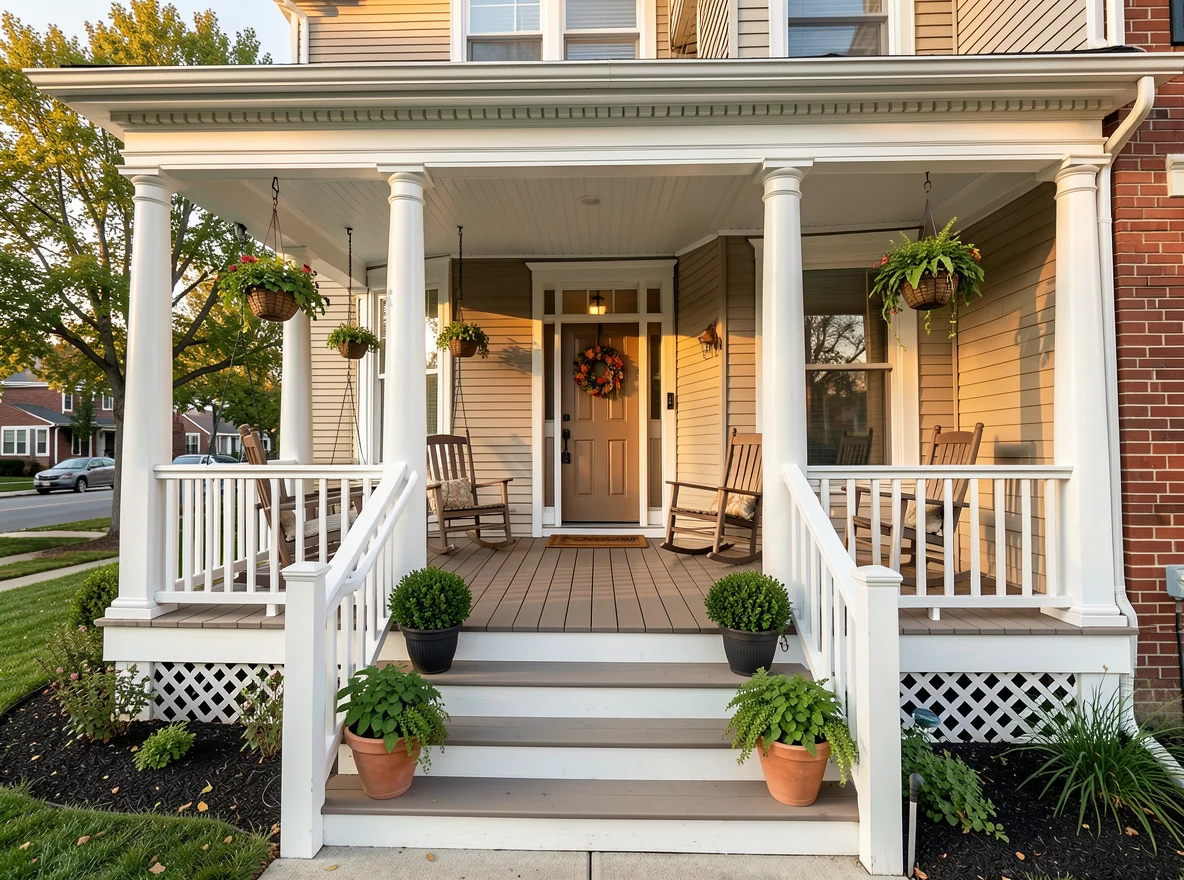Well-maintained front porch on a Lakeview home