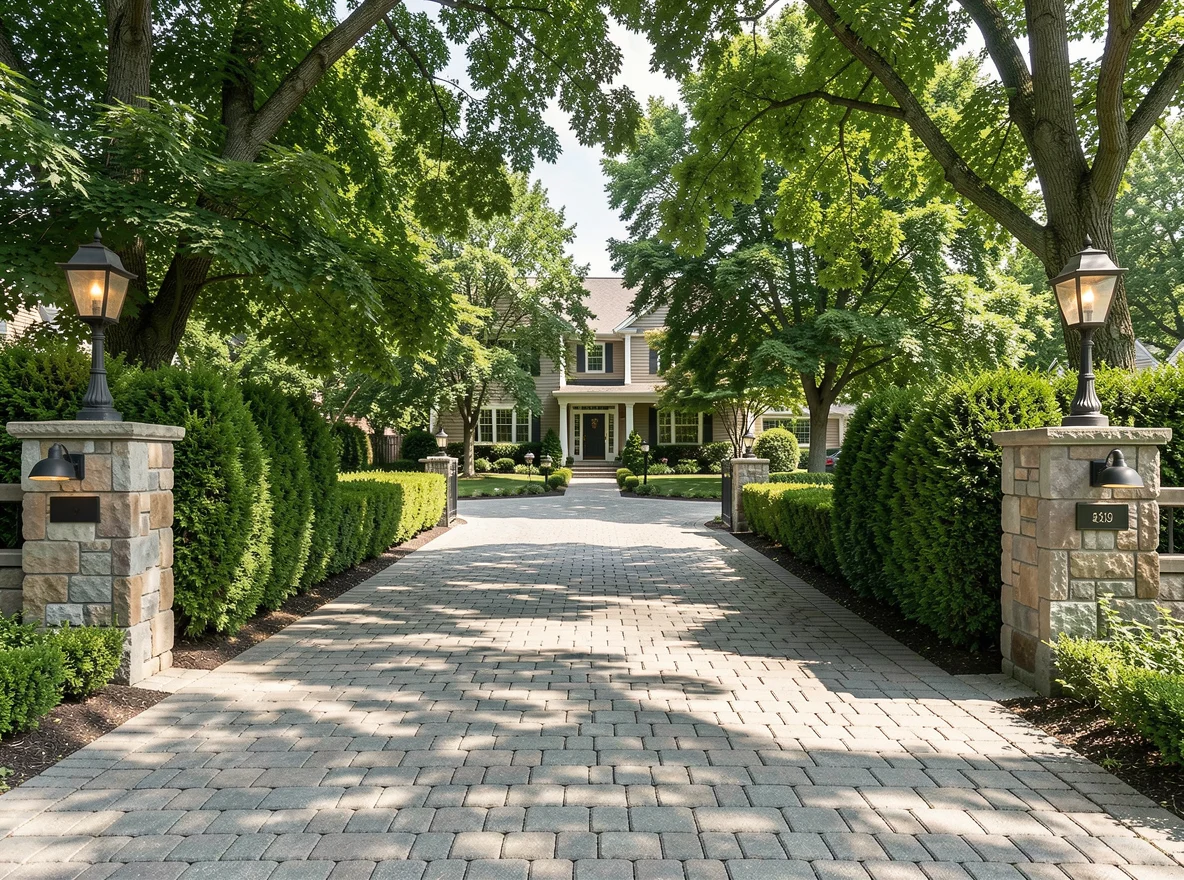 Clean Chicago driveway and front approach with updated lighting
