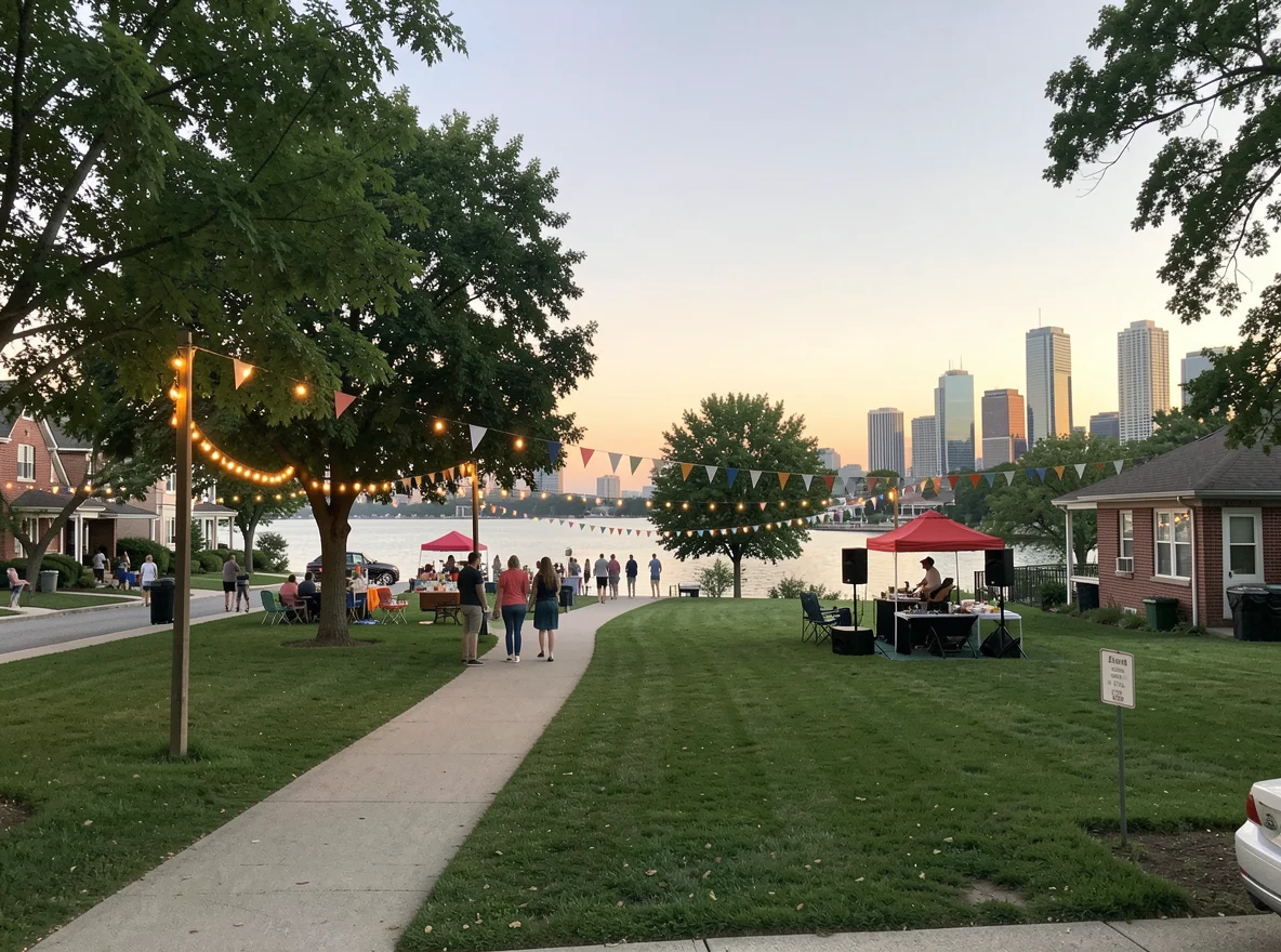 Lakefront neighborhood scene in Chicago
