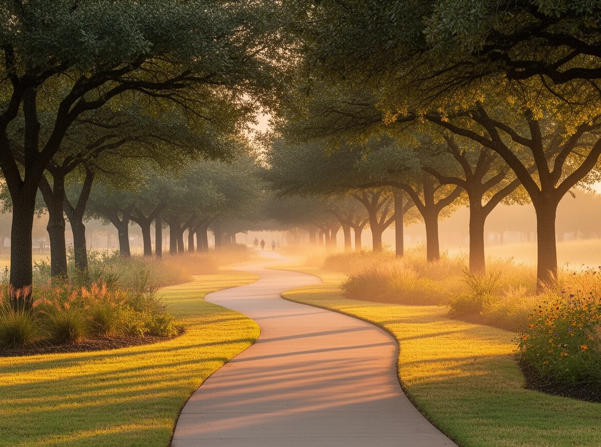 Greenbelt trail and trees in Plano