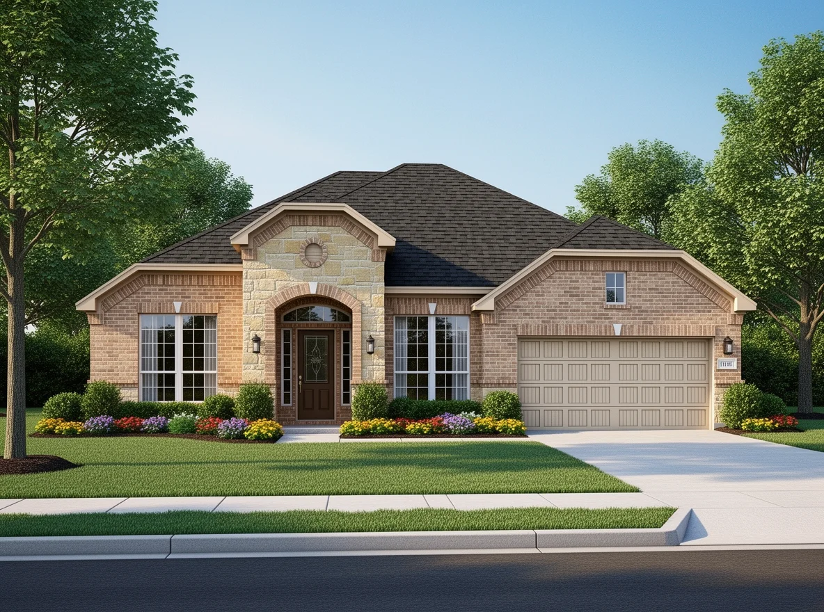 Modern suburban home exterior with landscaping in Frisco, Texas