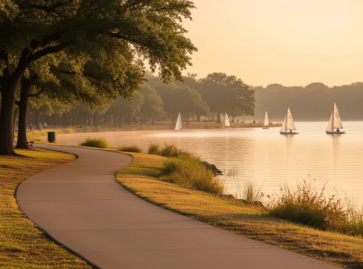 Trail and shoreline at White Rock Lake