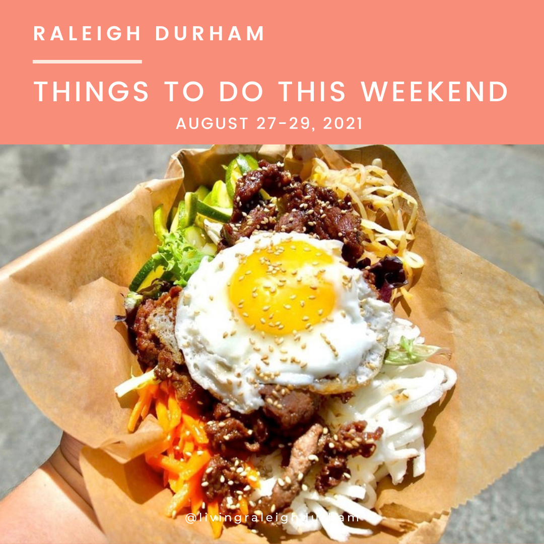 Things to do in Raleigh Durham this Weekend,  August 27-29, 2021, image feature Korean dish from featured food truck at the international food festival