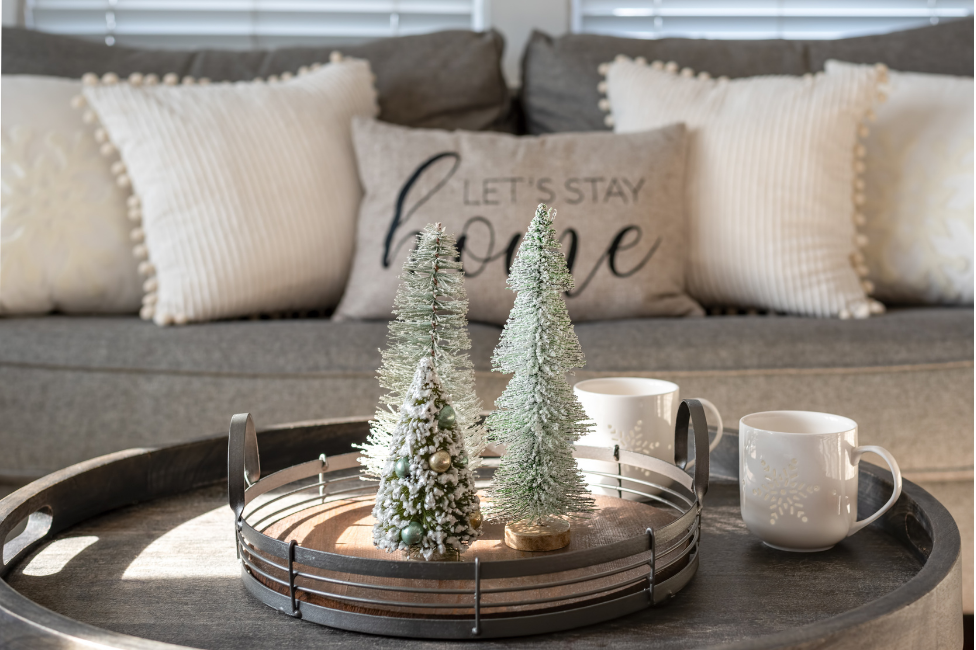 reasons to sell home during the holidays, christmas trees on coffee table, staged home