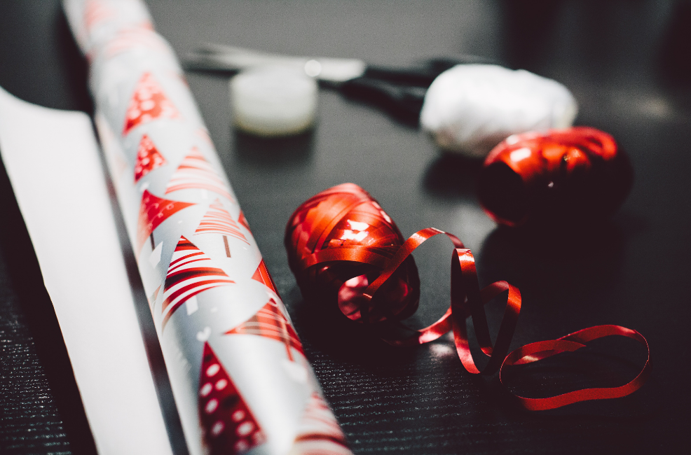 wrapping paper, string, tape, home safety tips during the holidays, Living Raleigh Durham blog