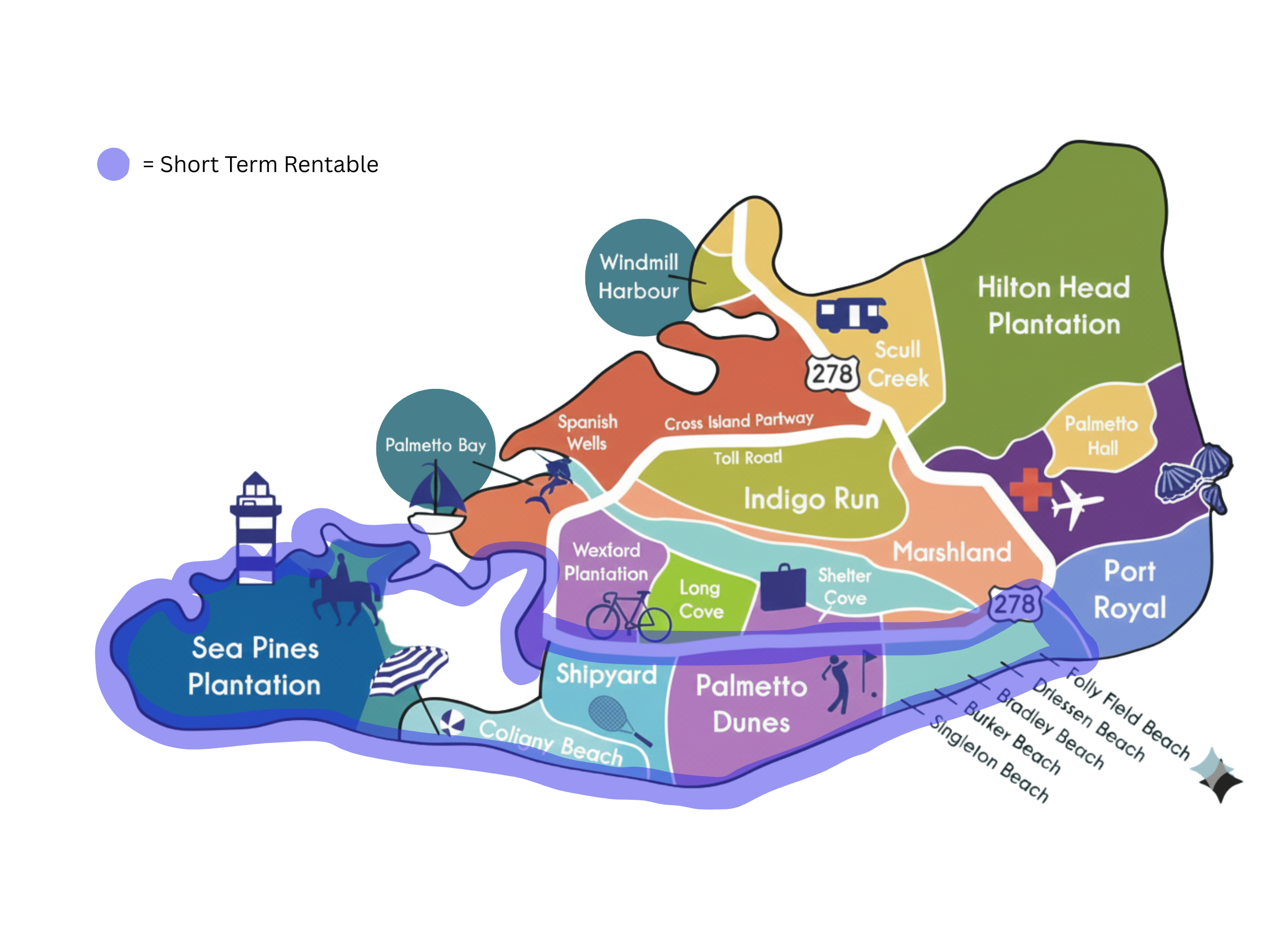 Hilton Head Island Short-Term Rental Property Map | Golden Homes