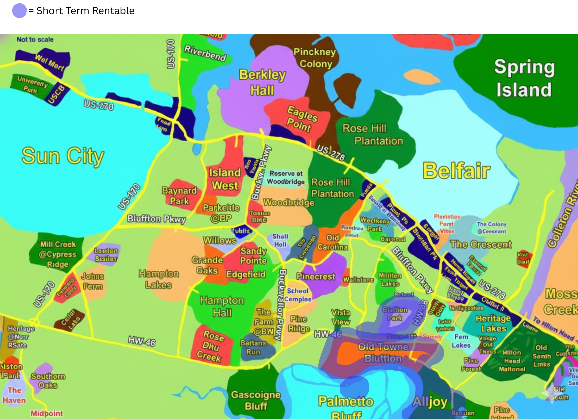 Bluffton Short-Term Rental Investment Property Map | Golden Homes