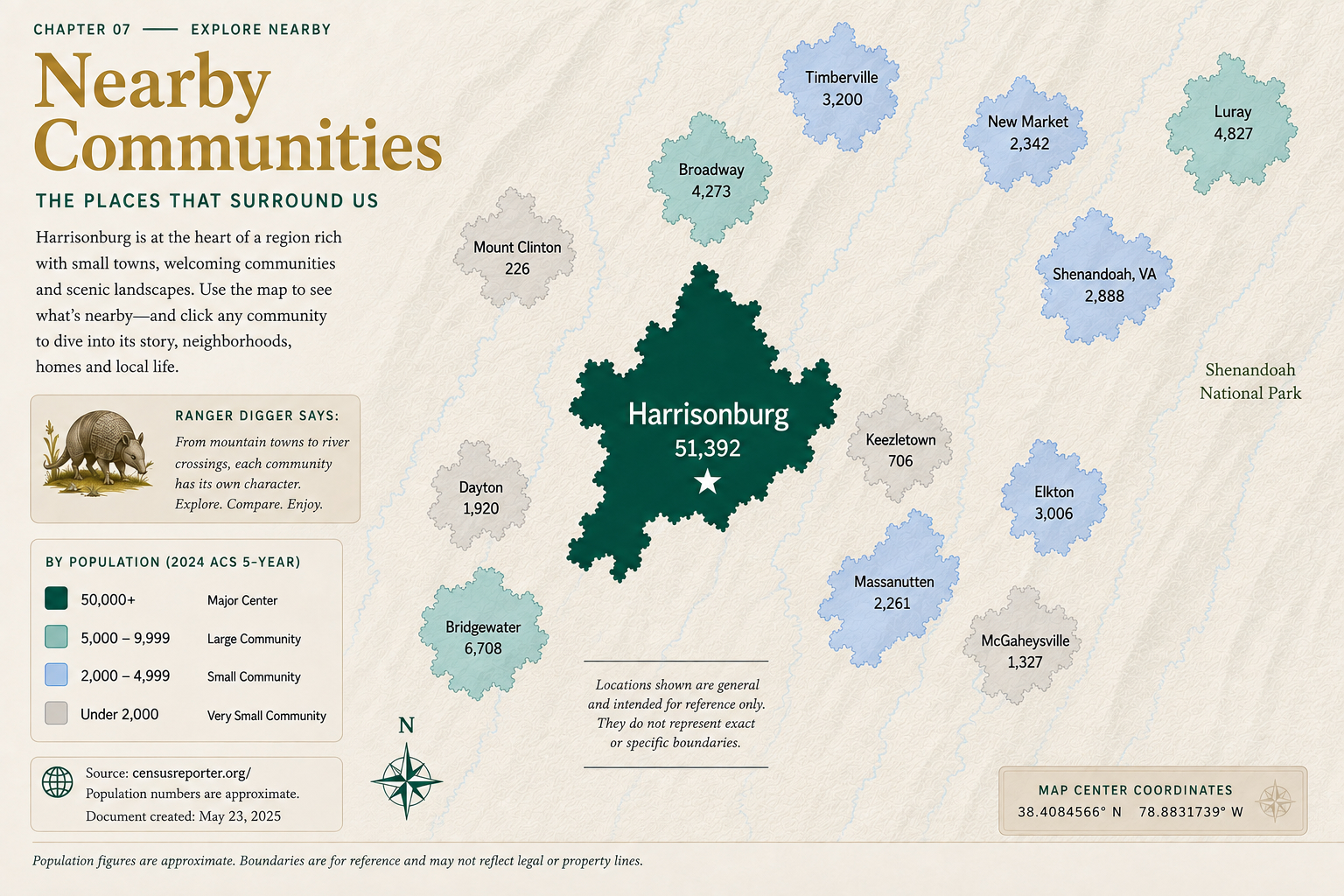 Regional locator map of Harrisonburg in Rockingham County