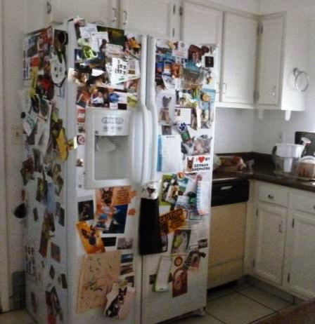 Cluttered Refrigerator