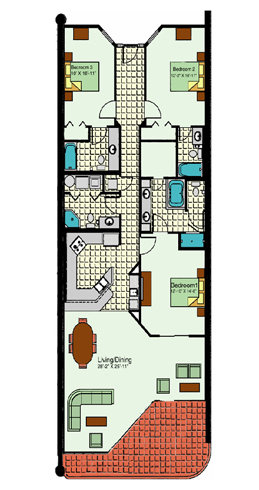 Phoenix West II - 3 bedroom floor plan