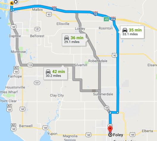 Foley Commute Map