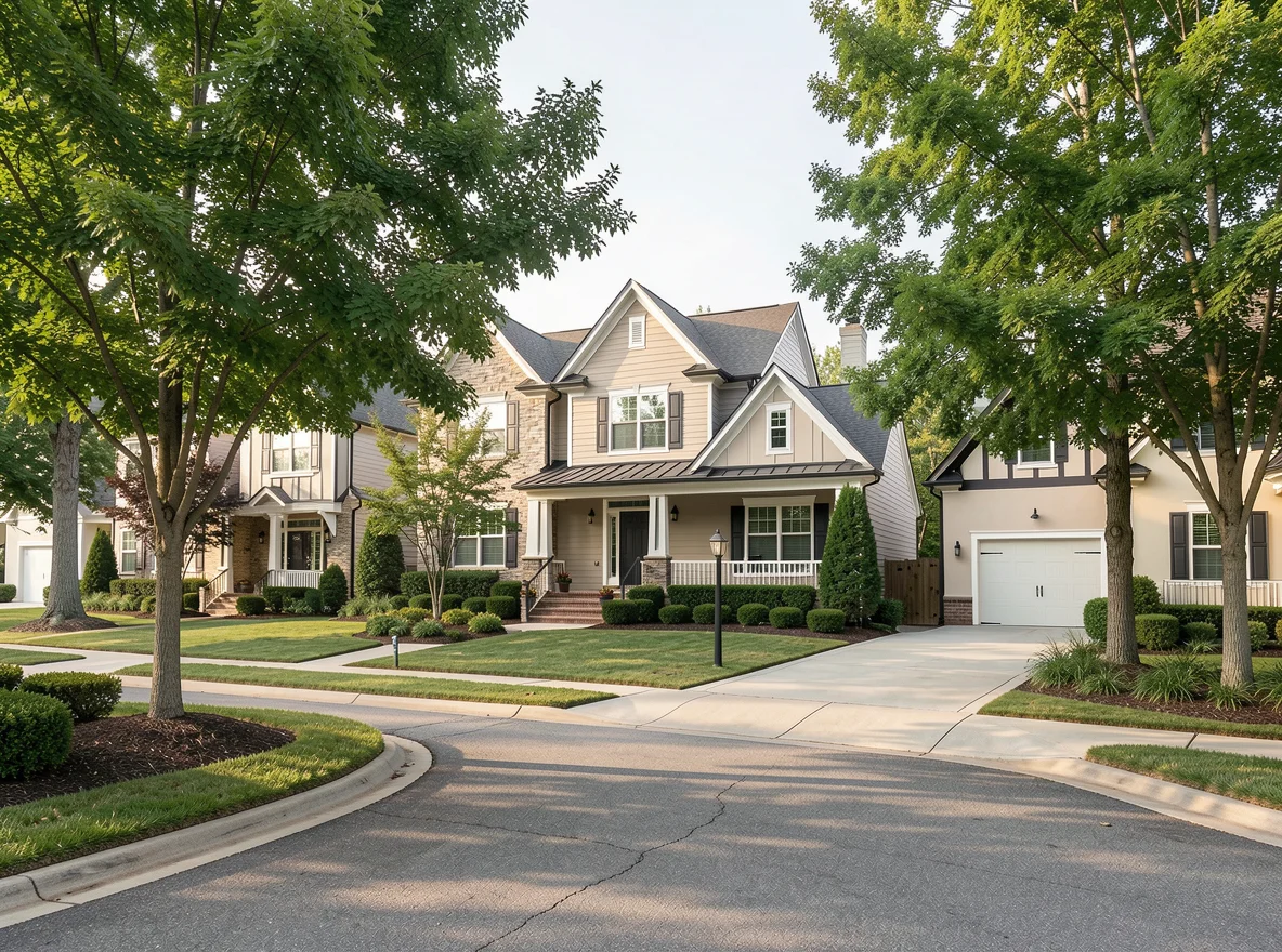 Tree-lined residential streets and upscale homes in Sandy Springs