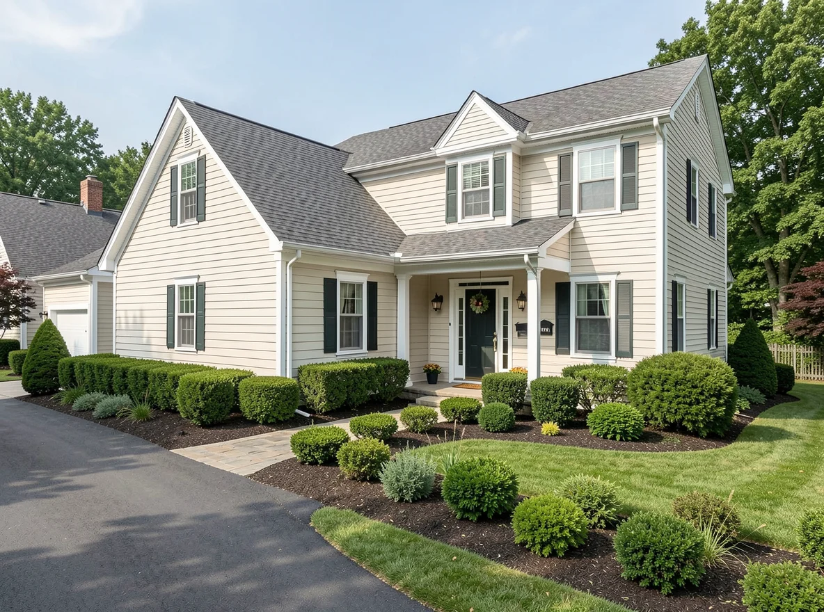 Updated postwar home exterior in Newington