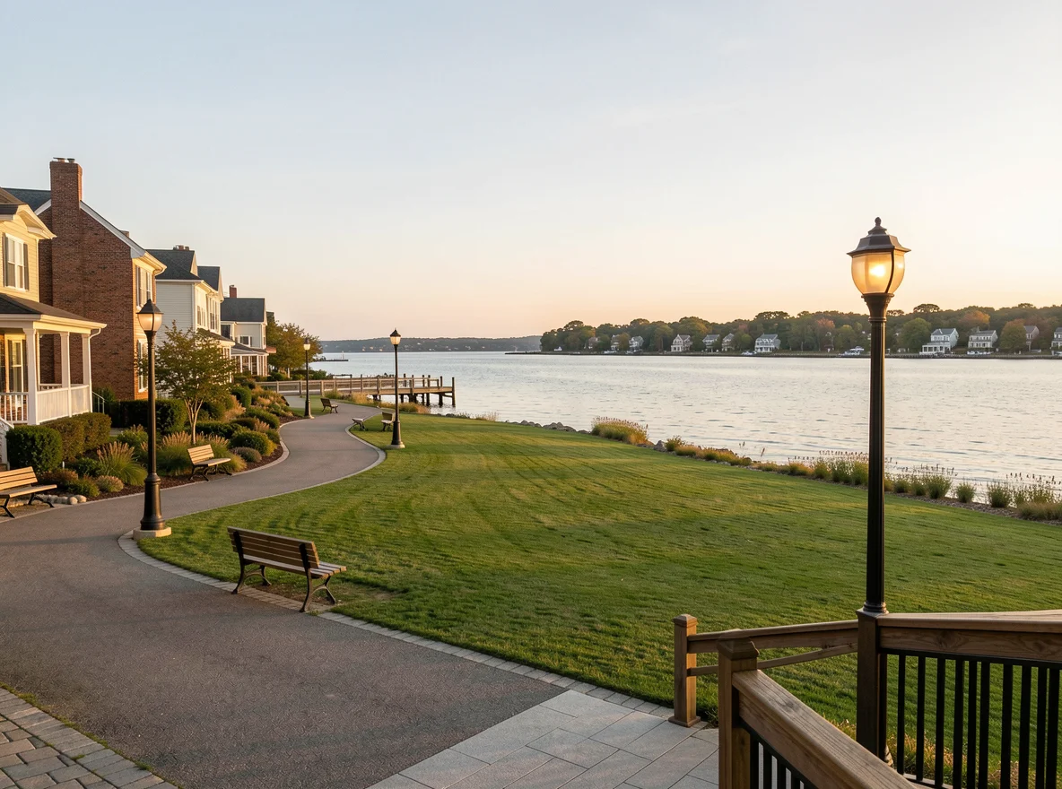 Shoreline park scene in New Haven County