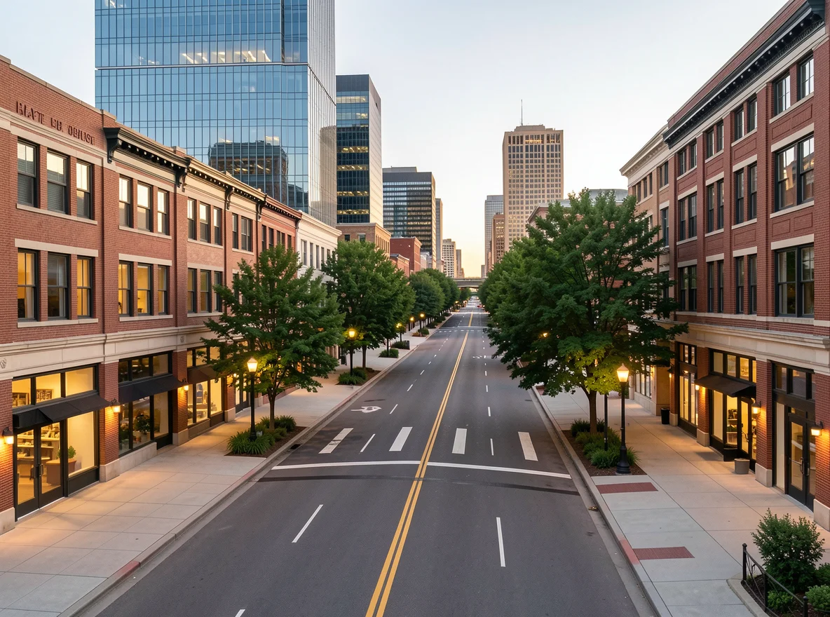 Downtown streetscape in Hartford County Connecticut