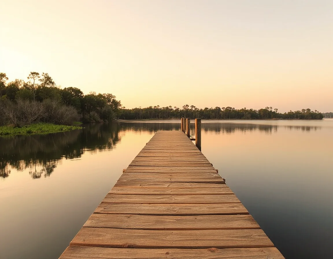 Dock overlooking Lake Corpus Christi near Mathis