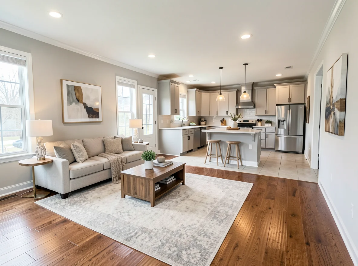 Open concept interior in Benton