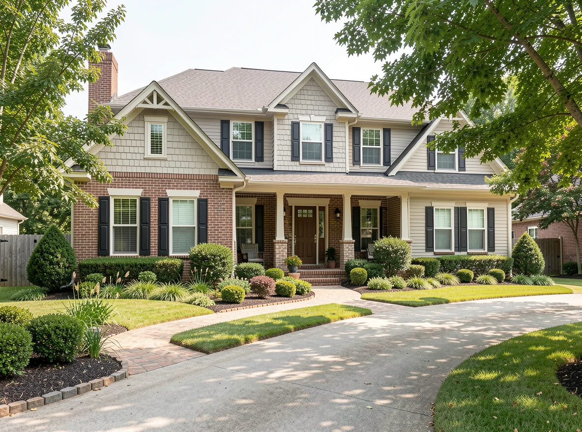 Suburban home exterior in Central Arkansas