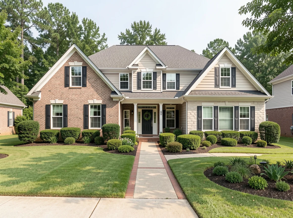 Suburban home exterior in Central Arkansas