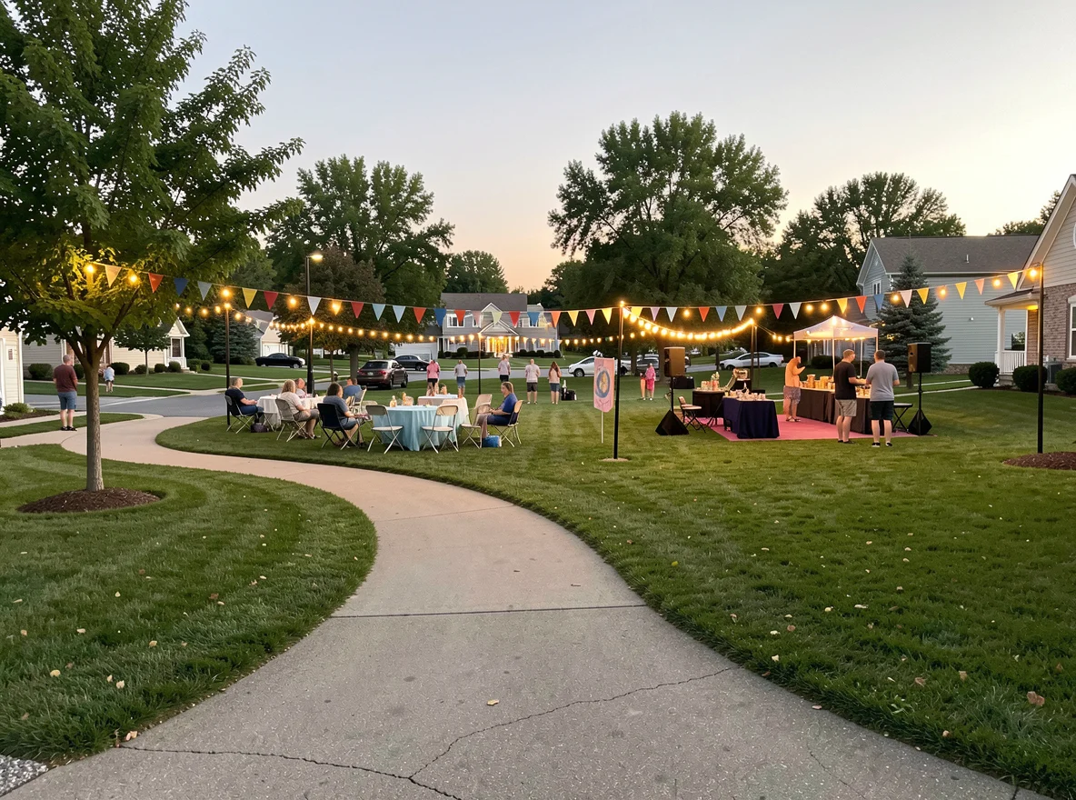 Community setting in Okemos with neighborhood green space