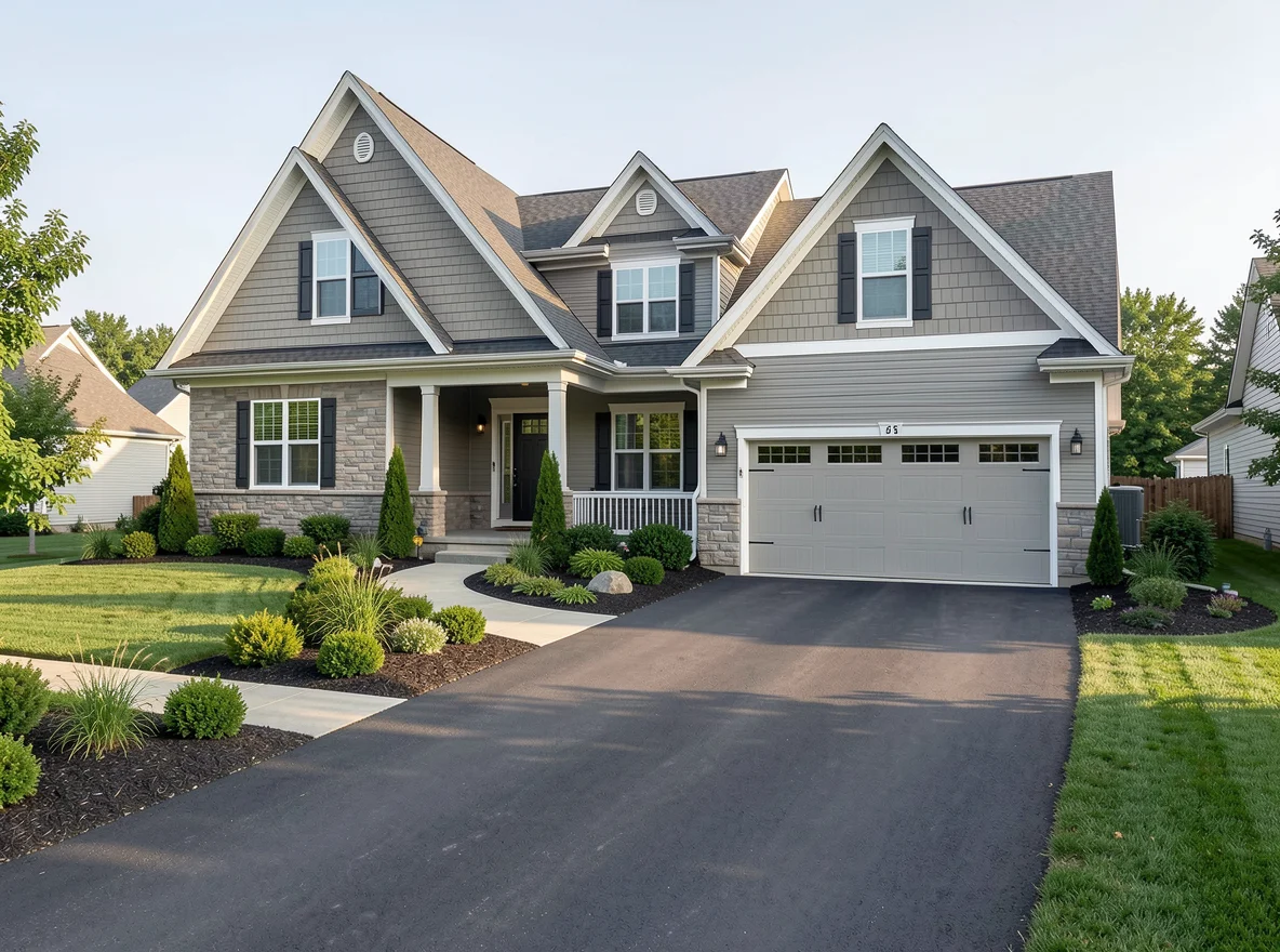 New construction home exterior in Okemos