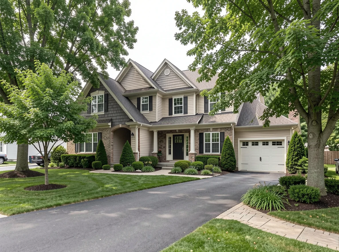 Suburban home exterior in the Greater Lansing area