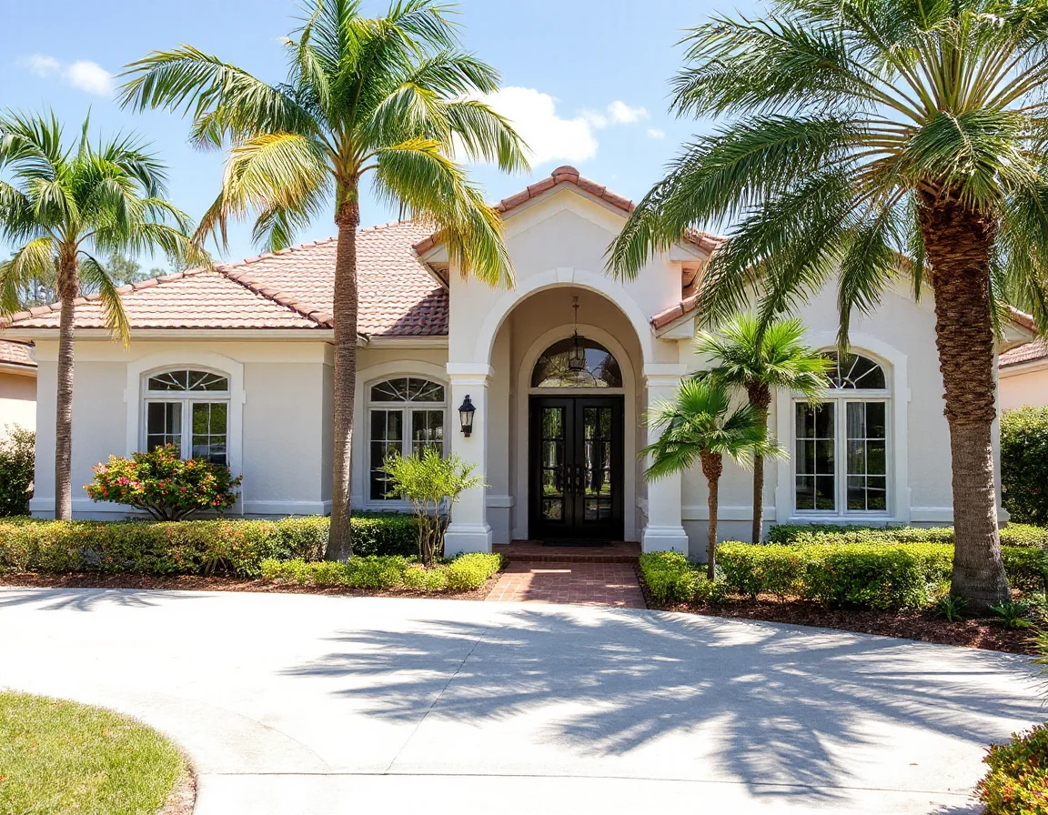 Well-maintained Naples home exterior with a clean roof