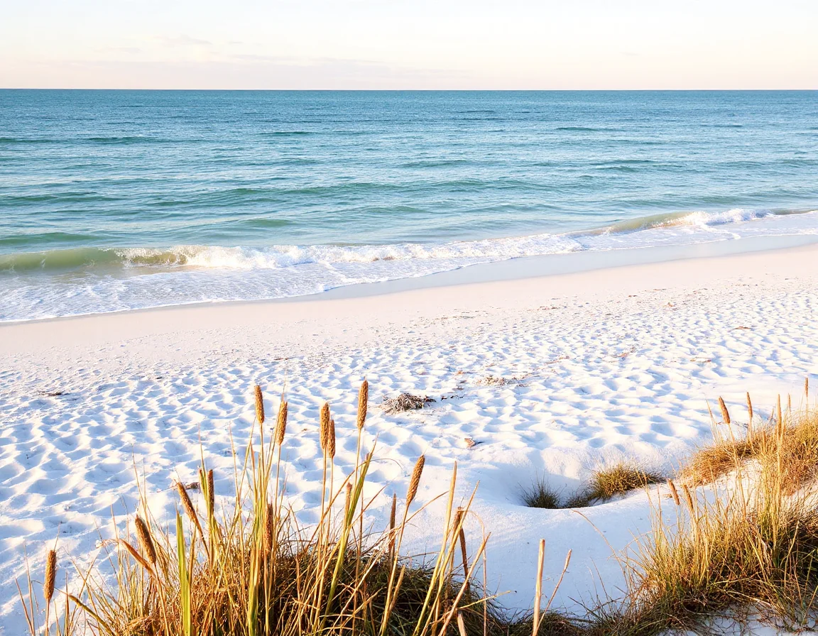 White sand Gulf shoreline in Naples, Florida