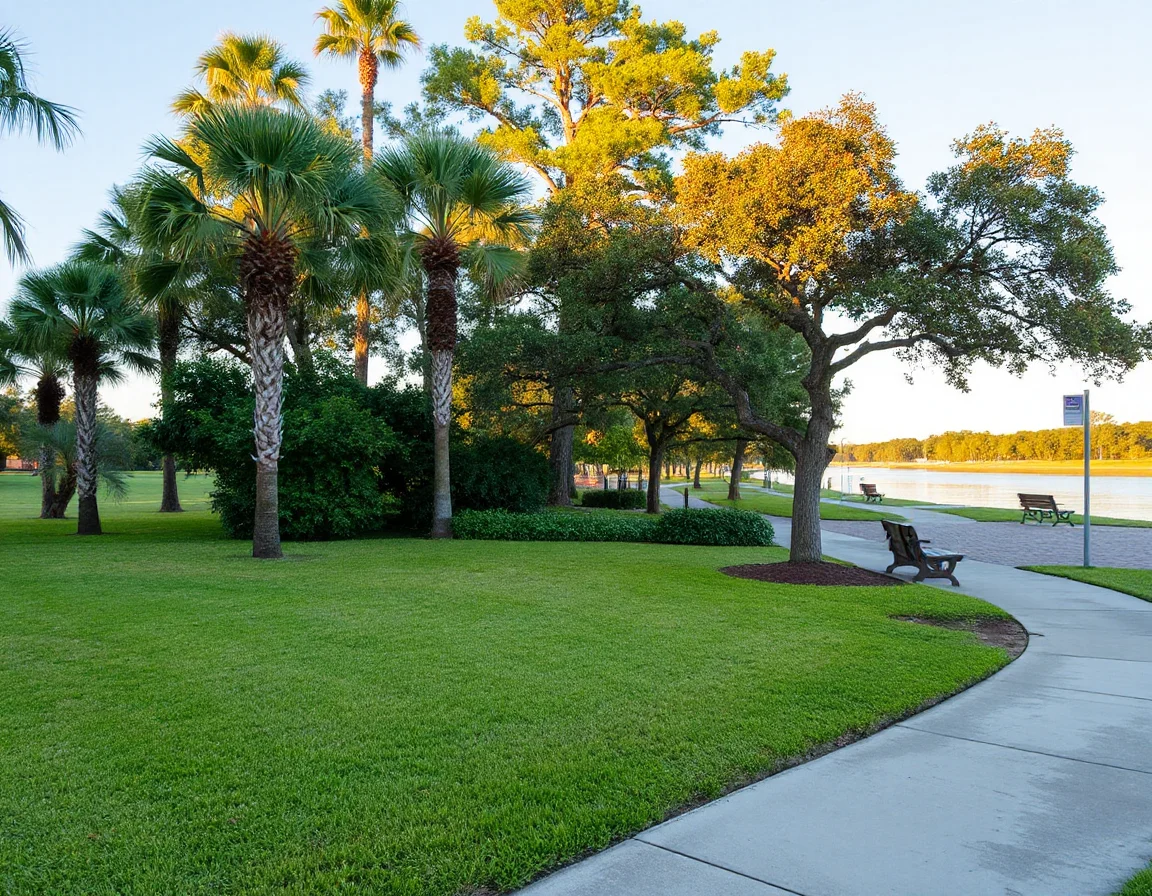Riverside park and walking path in Fort Myers