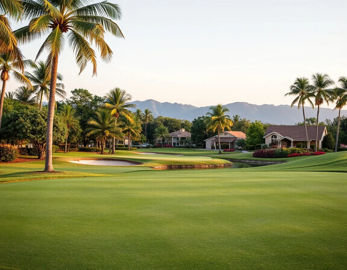 Golf course setting near homes in Estero, Florida