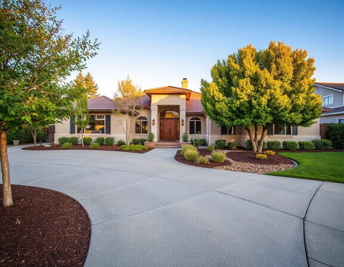 Contemporary Bay Area home exterior with landscaped front yard