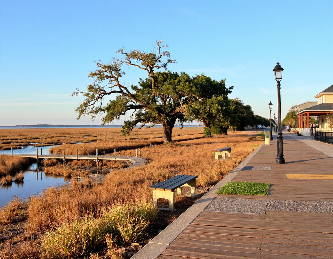 Tidal marsh and dock near Darien, Georgia