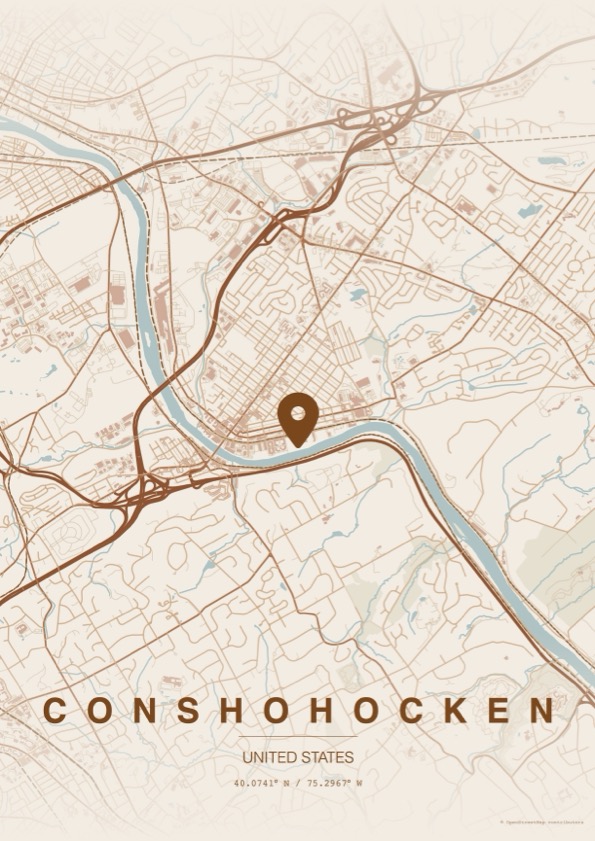 Map highlighting the Conshohocken location
