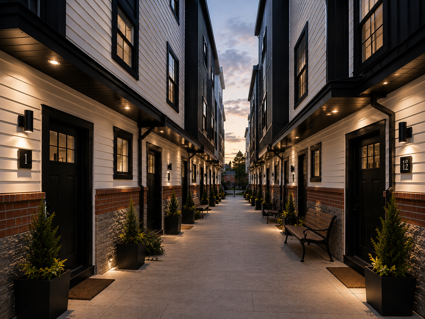 Front architectural rendering of the twelve Carriages at Conshohocken residences