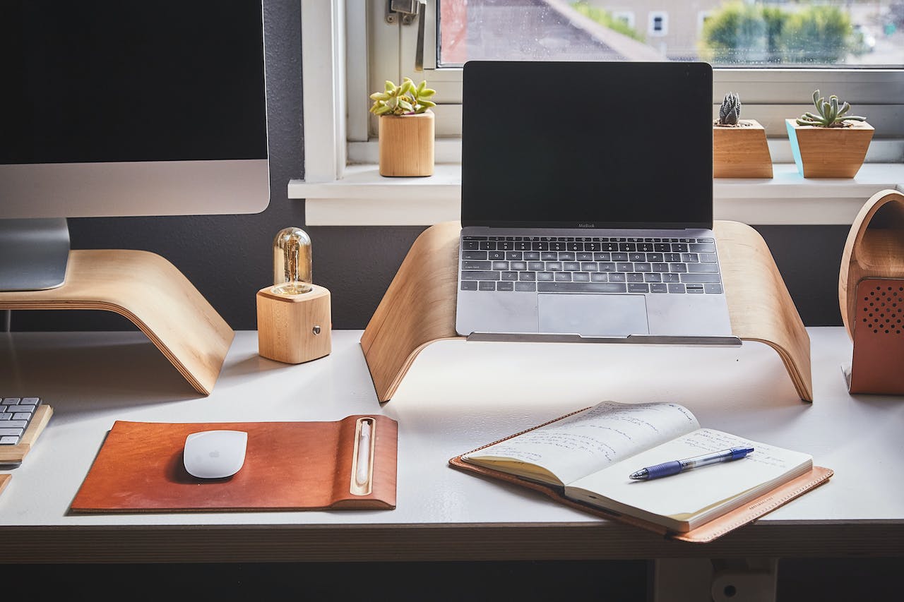 office table with gadgets