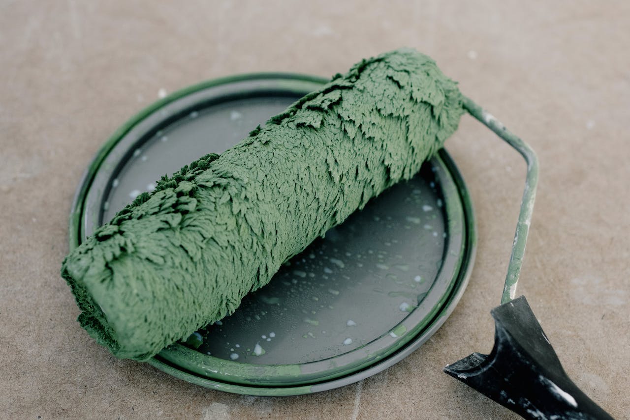 green paint on a roller