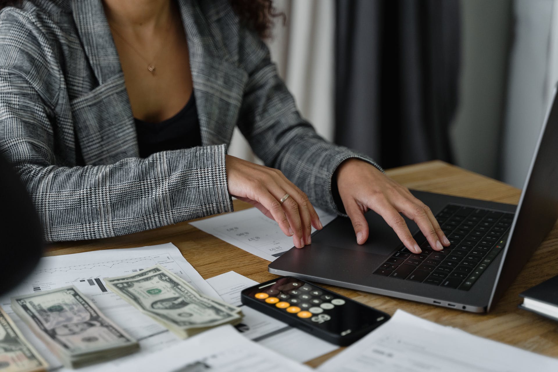 A lady making financial plans