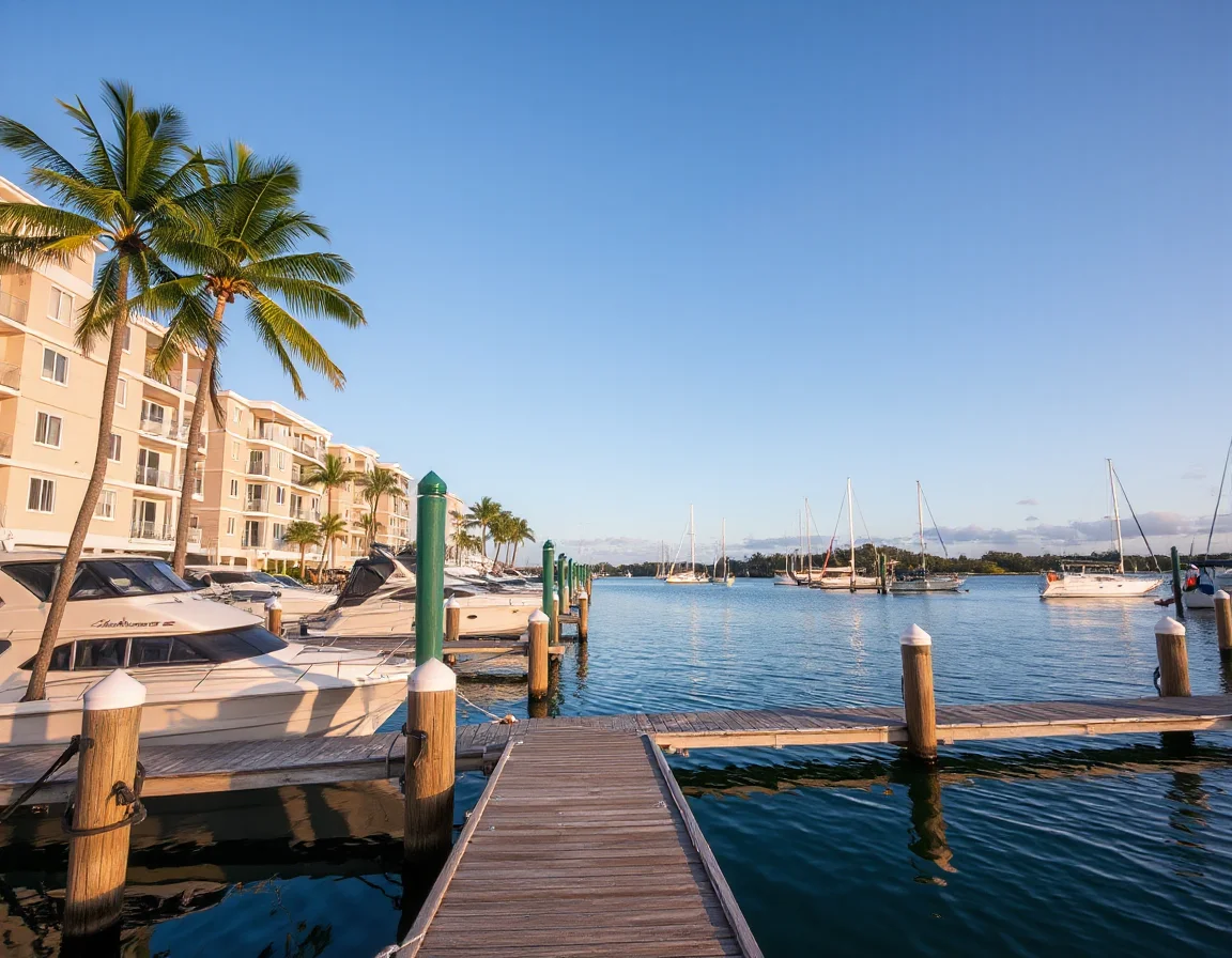 Waterfront condominium setting near a marina in Key Largo