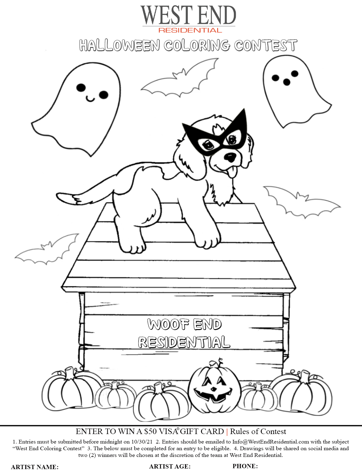 West End   Halloween Coloring Contest  