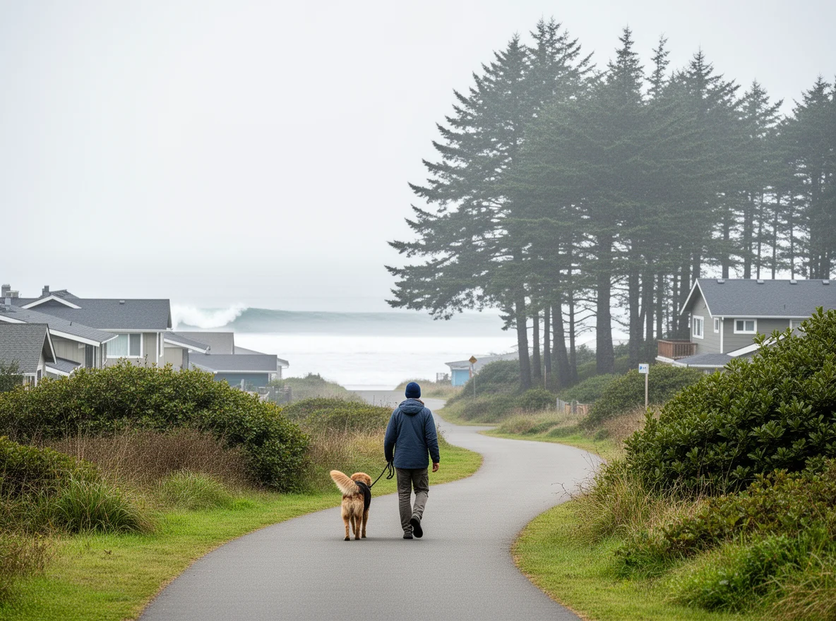 Coastal neighborhood walk in Gold Beach