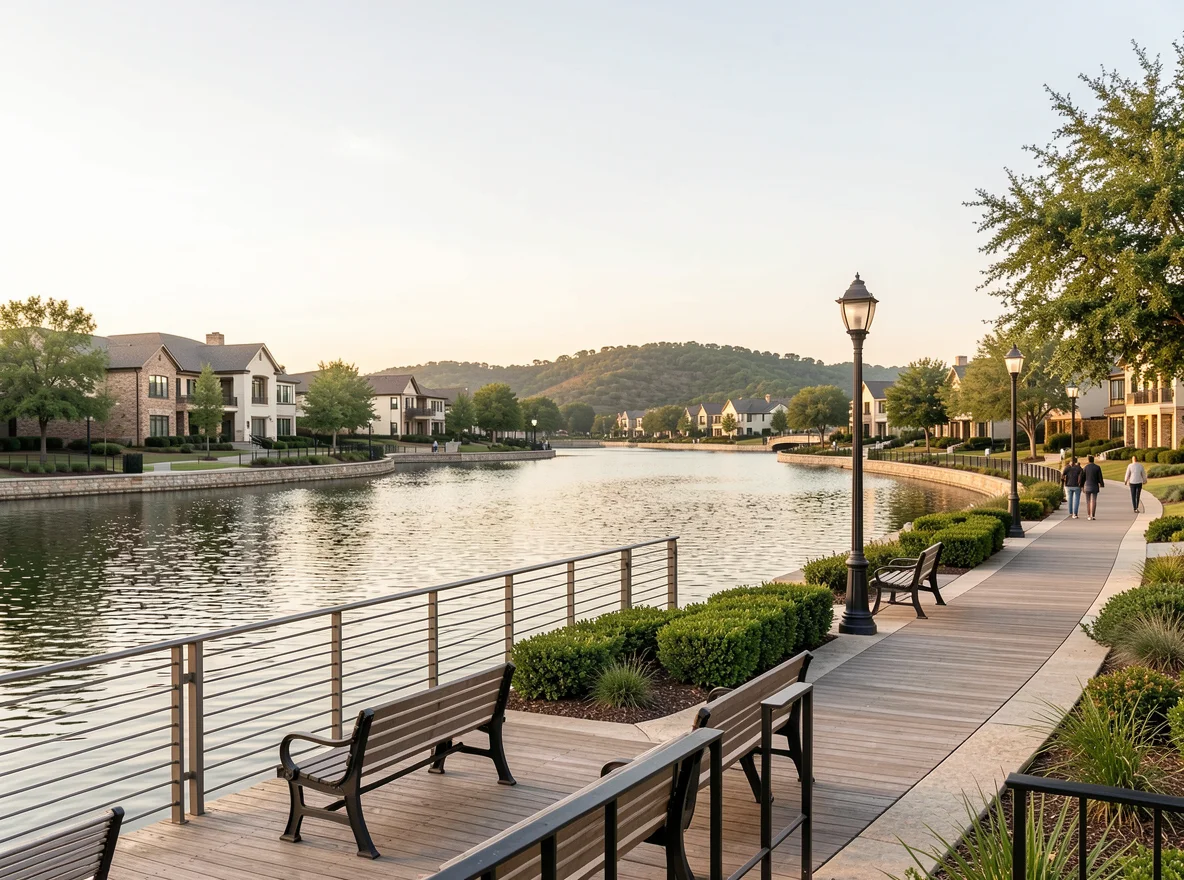 Scenic Austin waterfront and hills